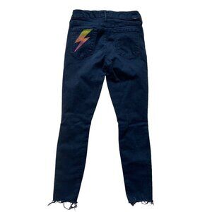 Mother Womens Skinny Jeans Size 27 Distressed Black Denim With Lightning Bo